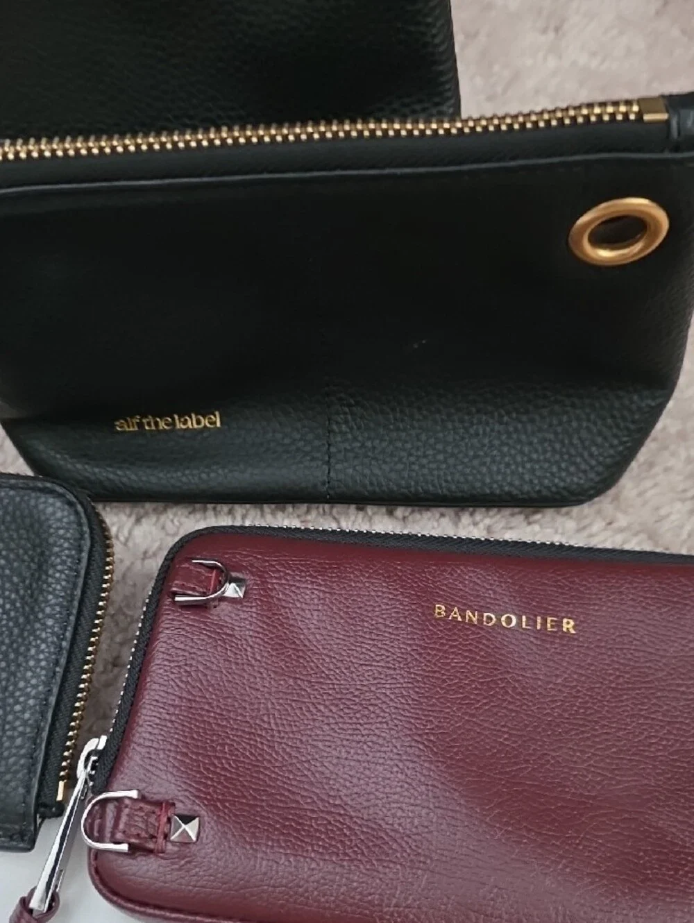 Bandolier Black and Burgundy Wristlet and Pouch Set - Picture 3 of 13